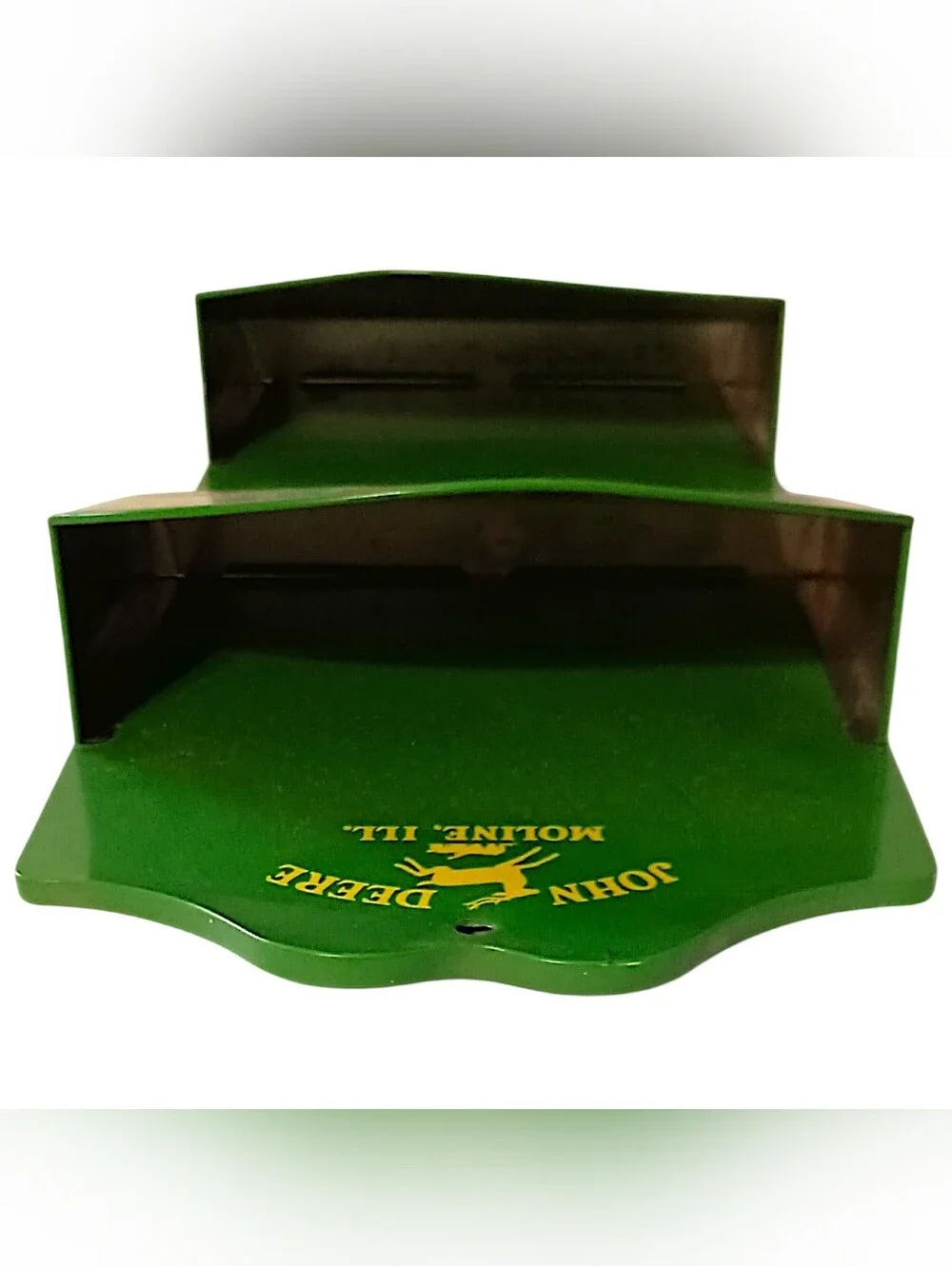 Vtg John Deere Tractor Mail Holder Key Rack Metal 3 Hooks Farmhouse Wall Decor